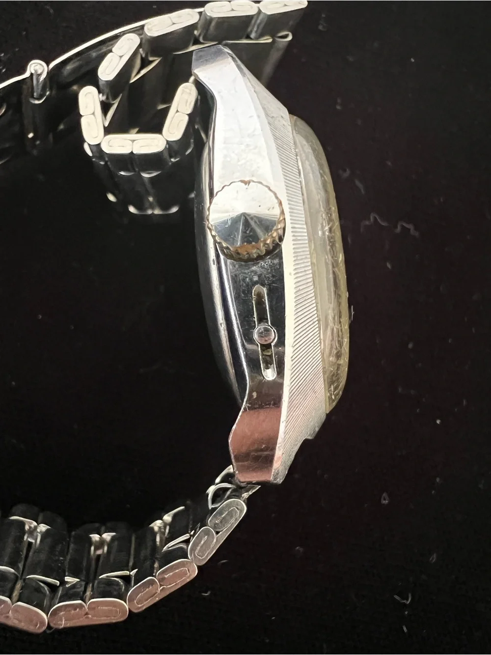Seconda Silver-Tone vintage Men's Day-Date Wristwatch